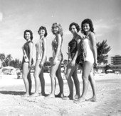 Beauty contestants on the beach at the Tri-city suncoast festival - Redington Beach, Florida.