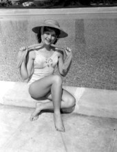 Susan Deen poses at a swimming pool - Bunnell, Florida.