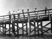 Men and women fishing on the pier - No Name Key, Florida