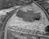 Aerial view of Doak Campbell Stadium and surrounding parking lots - Tallahassee, Florida.