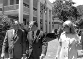 Governor Claude Kirk meeting with Governor Rockefeller during Governor's Mansion luncheon - Tallahassee, Florida.