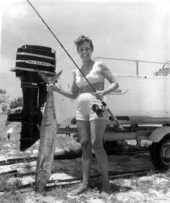 Joan R. Kline proudly displaying her kingfish catch - Marquesas Keys, Florida