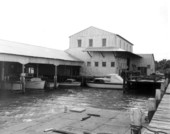 Fred Sawyer Boat Works boatyard at a dock - Apalachicola, Florida.