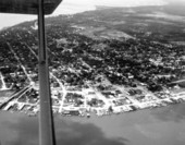 Aerial view of Apalachicola, with municipal airport in the background - Apalachicola, Florida.