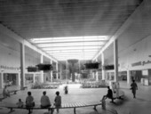 Interior of the Winter Park Mall with a fountain - Winter Park, Florida
