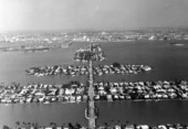 Aerial view of the Venetian Causeway, looking west - Miami, Florida.