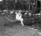 Woman with flamingos - Bonita Springs, Florida
