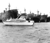 Several tankers docked at a Panama City harbor.