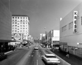 View down Clematis Street - West Palm Beach, Florida.