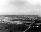 Aerial view looking north with Lake Apopka in background - Winter Garden, Florida.