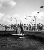 Tourists enjoying a dolphin show at Gulfarium - Fort Walton Beach, Florida