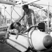 Children seated in a ride at Pirates World - Dania, Florida