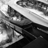 People on a log flume ride at Pirates World - Dania, Florida