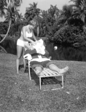 Santa Claus lounging at the Sarasota Jungle Gardens