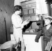 A staff member at work in an exhibit room at the Pioneer Park Museum - Zolfo Springs, Florida