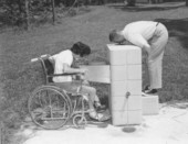 Visitors use the water fountain - Leon County, Florida