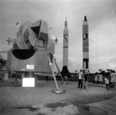 Tourists look at a lunar module - Cape Canaveral, Florida