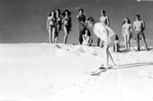 Unidentified person attempts to ski down the sand - Fort Walton Beach, Florida .