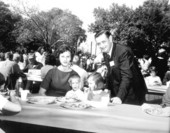 Family enjoying food at the Florida Seafood Festival - Apalachicola, Florida