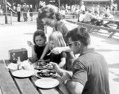 Family eating seafood at the Grant Seafood Festival - Grant, Florida