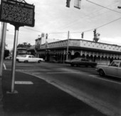 View of restaurant across intersection in Ybor City - Tampa, Florida