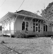 Art Hall theater building at Koreshan State Historic site - Estero, Florida.