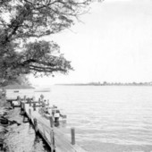 View of dock and Banana River from Mathers Bridge - Merritt Island, Florida