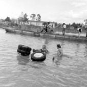 Overturned swamp buggy in Naples' Swamp buggy race - Naples, Florida