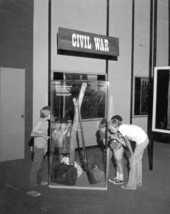 Boys viewing Civil War soldiers' equipment displayed at the Museum of Florida History - Tallahassee, Florida