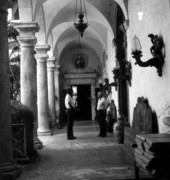 Two employees stand inside Villa Vizcaya - Miami, Florida
