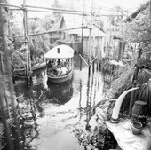 Boat ride attraction with tourists at Busch Gardens - Tampa, Florida.