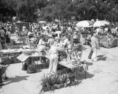 Several sidewalk vendors at San Antonio's Rattlesnake Festival and Gopher Race