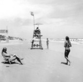 Life guard stand on the beach.