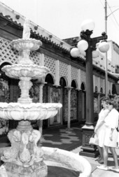 Large fountain along the Ybor City strip - Tampa, Florida.