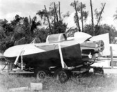Underwater submarine from the movie Thunderball at a marina on the Miami River.