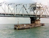 Close-up view of Moser Channel turnstile drawbridge along the 7-mile bridge - Florida Keys, Florida