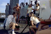 Film crew on the set for filming of the movie "Cuba Crossing" - Key West, Florida.