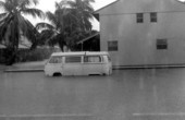 Volkswagen van in flood waters on First Street caused by Hurricane Jeanne - Key West, Florida.