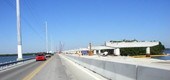 View showing the piers for the new Jewfish Creek Bridge under construction near Key Largo in Monroe County, Florida.