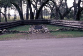 View showing the fortification replica of triangular breastwork of logs at the Dade Battlefield Historic State Park - Bushnell, Florida