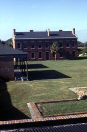 View looking toward a building at the Fort Clinch State Park - Fernandina Beach, Florida.
