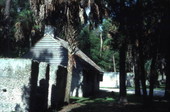 View of tabby slave cabin remains at Kingsley Plantation State Historic Site - Fort George Island, Florida.
