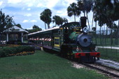 View of train at the Busch Gardens amusement park in Tampa, Florida.