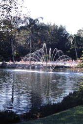 View of water fountain at the Busch Gardens amusement park - Tampa, Florida.