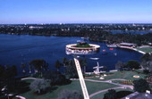 View showing the "Island in the Sky" amusement ride at Cypress Gardens - Winter Haven, Florida.