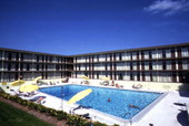 View showing the Cypress Gardens Quality Inn swimming pool.