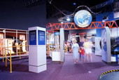 View showing visitors at the United States Astronaut Hall of Fame attraction in Titusville, Florida.