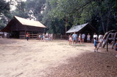 Visitors looking at farm buildings at the Tallahassee Jr. Museum.