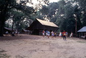 Visitors looking at farm buildings at the Tallahassee Jr. Museum.