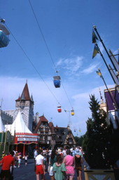 View showing the skyride at the Magic Kingdom in Orlando, Florida.